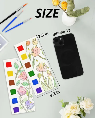 Miniatura 7 de Vileafy Libro de pintura de acuarela de flores de primavera para adultos y niños, pintura sin desorden con actividad artística acuática, diversión
