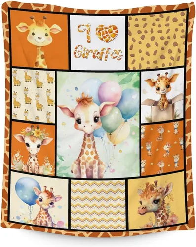 Miniatura 16 de Manta de jirafa para regalo, 30 x 40 pulgadas, bonita manta para adultos y niños, mantas amarillas de felpa suave para sofá, oficina