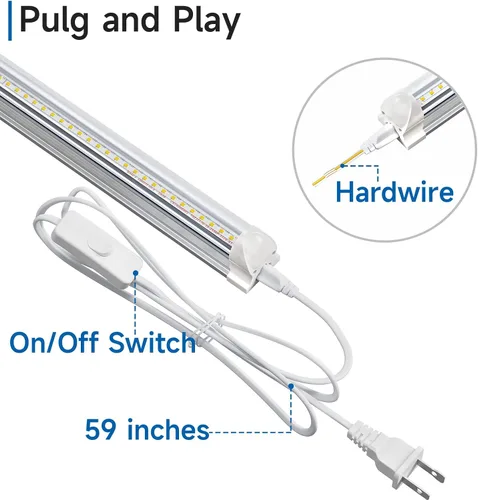 Miniatura 6 de SHINESTAR Luces LED de tienda de 4 pies, 40 W, 5000 lúmenes, 5000 K, luz LED para tienda, súper brillante, 75% de ahorro de energía, tubo de luz T8