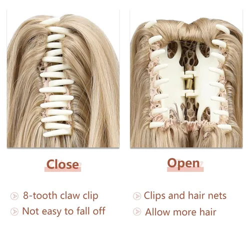 Miniatura 40 de Extensiones de cola de caballo de cabello rubio, extensiones de cola de caballo para mujer, pinza de extensiones de cabello rizado de 12 pulgadas