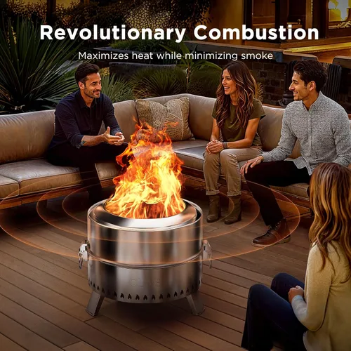 Miniatura 2 de CIAYS Fogata sin humo, hoguera de 19 pulgadas para acampar con tecnología patentada, hoguera portátil para exteriores con parrilla de acero, póker