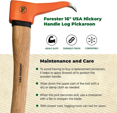 Miniatura 3 de FORESTER Pickaroon Logging Tool USA Hickory Handle Hookaroon Logging Tool Log Roller Tool & Forestry Tools for Dragging and Stacking Logs