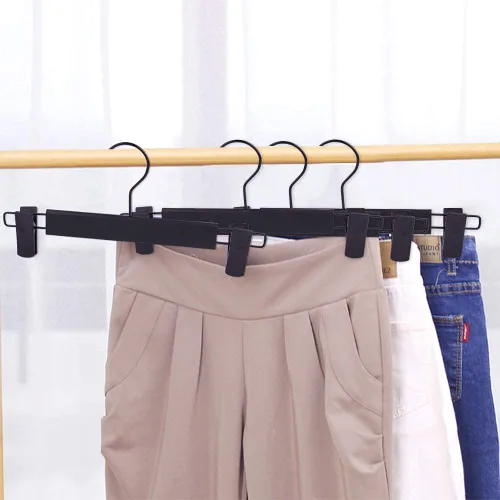 Miniatura 4 de Perchas para faldas, perchas para pantalones con clips, ganchos giratorios de 360 ° que ahorran espacio para pantalones, faldas, ropa, jeans Negro