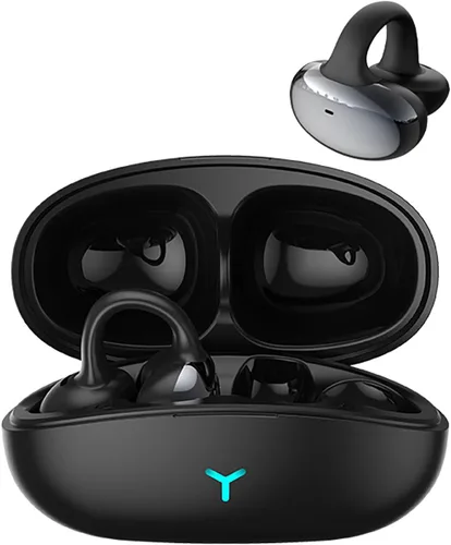 Auriculares con clip de oreja abierta, auriculares inalámbricos Bluetooth 5.3 12 horas de reproducción, DT5.0 a prueba de fugas, micrófono con