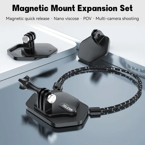 Miniatura 2 de TELESIN 360 - Soporte magnético en el pecho con correa para el cuello y base de adaptador de trípode de liberación rápida para GoPro 1211 10 9 8 7