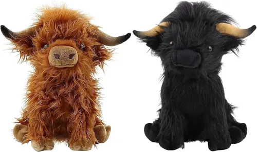Miniatura 7 de Juguetes de peluche de vaca escocesa de las tierras altas de 11 pulgadas, animales de peluche suaves y tiernos adecuados para decoración del hogar
