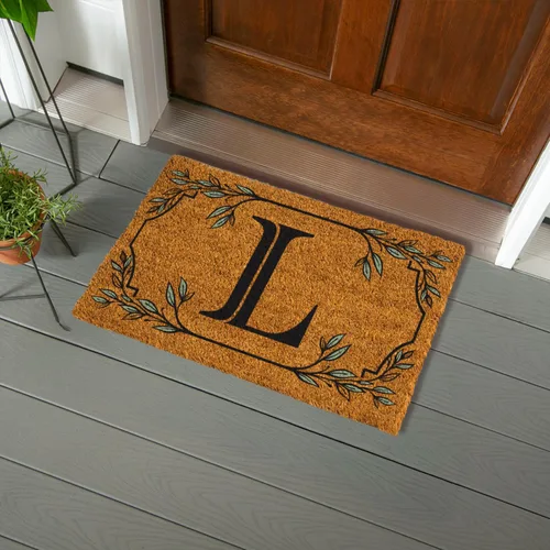 Miniatura 30 de Evergreen Flag Alfombra de puerta de fibra de coco monograma Letra B Alfombra para puerta delantera para interiores y exteriores 71x41 cm