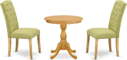 Miniatura 11 de East West Furniture ESCE3-BCH-21 Juego de mesa de comedor de 3 piezas contiene una mesa de cocina redonda con pedestal y 2 sillas de comedor Parson