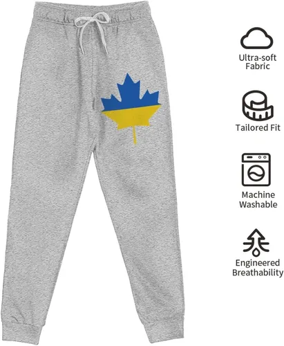 Miniatura 7 de Ukraine Flag Canada Maple Leaf Men's Casual Yoga Sweatpants Workout Athletic Elastic Waist Pants Outdoor Jogger Pants Black
