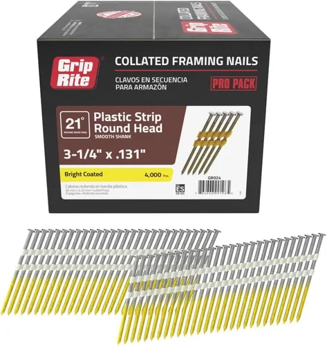 Grip-Rite GR024 Cabeza redonda de 3-1/4 pulgadas por 0.131 pulgadas por 21 grados de plástico recubierto de vinilo recubierto de clavo (4,000 por
