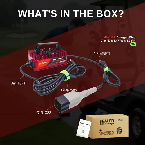 Miniatura 9 de Cargador de batería para carrito de golf de 48 V y 15 amperios para Yamaha G29 con enchufe de hoja de 3 pines mejorado, cargador inteligente