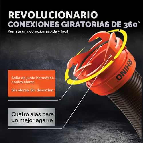 Miniatura 4 de Kit de manguera de alcantarillado RhinoFLEX de Camco de 15 pies para vehículos recreativos - Incluye codo transparente con adaptador extraíble 4