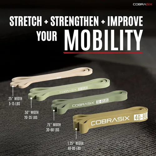 Miniatura 2 de COBRASIX Resistance Bands for Working Out, Light Stretching Bands, Long Loop Exercise Bands for Strength Training, Pull Ups Assistance, Physical