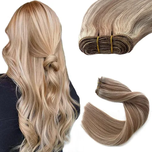 Miniatura 13 de Extensiones de cabello con clip sin costuras de cabello humano real, extensiones de cabello natural negro real con clip 7 piezas 100 g 36 cm