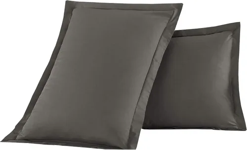 Miniatura 8 de Lujosas fundas de almohada de 2 piezas de microfibra de doble cepillado, resistentes a las arrugas, estándar/Queen, color negro