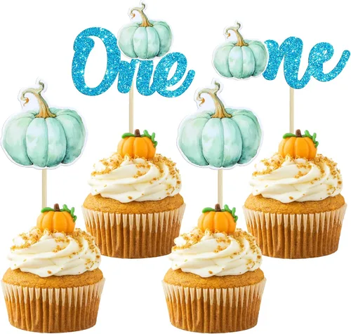 Miniatura 25 de 24 adornos de calabaza para cupcakes con purpurina para otoño, hojas, flores, calabaza, cupcakes, decoración de pasteles para Halloween, decoración