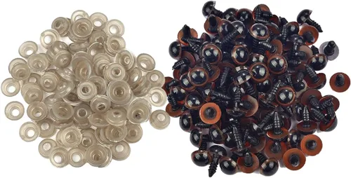 Miniatura 11 de Queenbox 100 tornillos de seguridad de plástico de 0.394 pulgadas con arandelas, globo ocular redondo de animales amigurumi, fabricación de azul