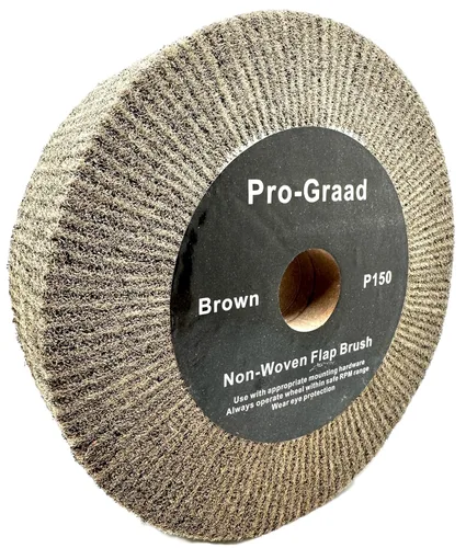 Miniatura 18 de Rueda de cepillo de solapa no tejida para amoladora de banco de 6" x 1" Negro, Grano 40 Extra Grueso, Desbaste y Limpieza, Granulado de Metal