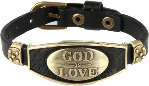 Miniatura 2 de STWTR Pulsera de cuero de aleación punk para hombre, pulsera de personalidad de moda ajustable, color negro