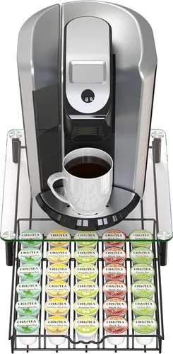 Miniatura 4 de Deco Brothers Cajón Portador de Cristal Templado para K-Cup para Almacenamiento de 30 Cápsulas de Café, Negro