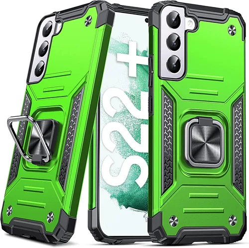 Miniatura 18 de Anqrp Funda para Galaxy S22 Ultra, Funda Protectora de Teléfono de Grado Militar con Soporte Plegable de Anillo de Metal Giratorio
