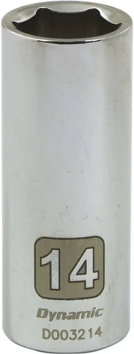 Miniatura 9 de Dynamic Herramientas 1/4" Drive 6 puntos métrico, 0.217 in de profundidad longitud, zócalo de acabado cromado