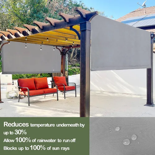 Miniatura 3 de Alion Home Toldo de repuesto universal impermeable con bolsillo para cortinero para pérgola (12 x 6.5 pies, gris)
