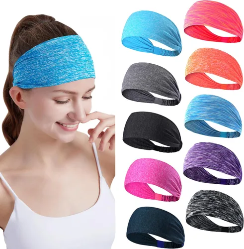 Juego de 10 diademas deportivas para mujer, para yoga, deportes, correr, viajes, fitness, elásticas, transpirables, antideslizantes, multiusos,
