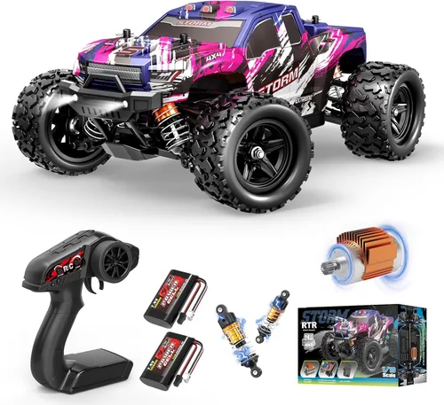Auto de control remoto rosa para niñas, autos a control remoto rápidos para niñas, camión monstruo a escala 1:18 con 40+ KM/H Speed 4WD Off-Road RC