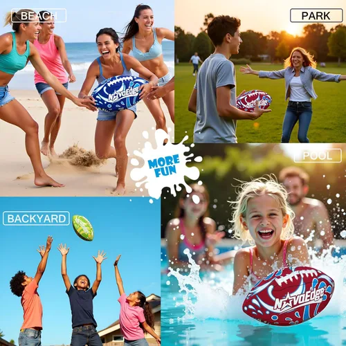 Miniatura 5 de Hydro Water Football - 10.4-Inch Neoprene Pool Football for All Ages for Water Play in Pool, Lake & Beach Secure-Grip with Real Laces Includes