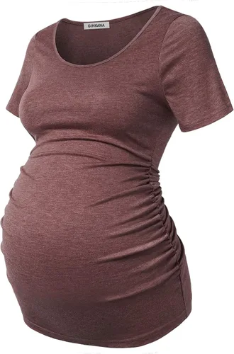 Miniatura 221 de GINKANA Blusas de maternidad de manga corta, diseño floral, fruncido, casual, para mamá, para embarazo