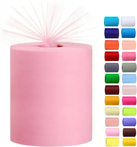 Miniatura 10 de Rollos de tul de 6 pulgadas por 100 yardas (300 pies) de tela de carrete de tul para bricolaje, faldas tutú, bodas, baby shower, manualidades