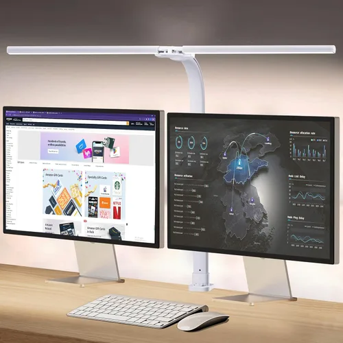 Miniatura 9 de AKRRYR Lámpara de escritorio LED para el hogar y la oficina, lámpara de 24 W brillante y para el cuidado de los ojos con base, luz de trabajo