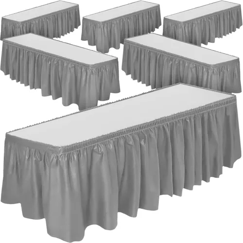 Miniatura 19 de DecorRack Paquete de 2 faldones de mesa, 29 pulgadas x 14 pies cada uno, sin BPA, desechables, reutilizables, falda rectangular para mantel