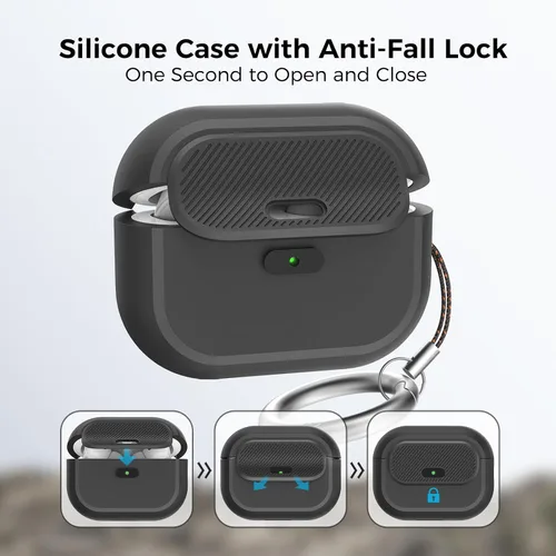 Miniatura 3 de TRONWIN Funda para AirPods Pro 2, [con bloqueo] Funda para AirPods Pro de una pieza (2ª/1ª generación), funda protectora completa de silicona suave
