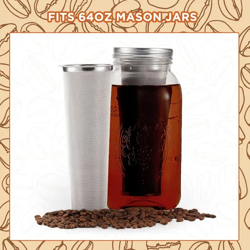 Miniatura 3 de 2 filtros de café frío de acero inoxidable, filtro de café y té, colador de malla para tarros de conservas de boca ancha, máquina de té helado