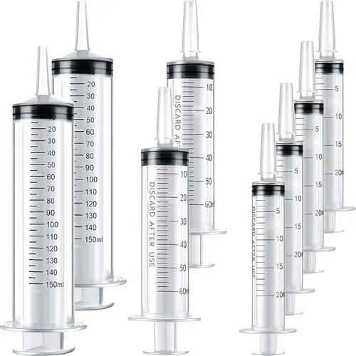 Nuanchu Juego de jeringas de plástico grandes de 8 piezas, jeringas para animales, jeringas de medición de líquidos, herramientas para dispensar,