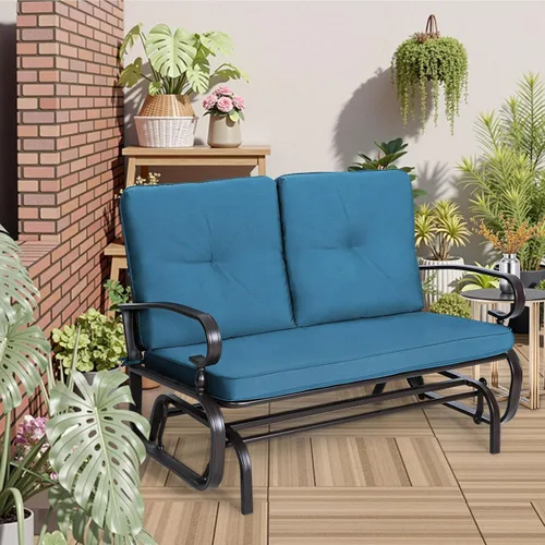 Miniatura 2 de Incbruce Silla Mecedora Deslizante para Exteriores Banco Deslizante de Patio para 2 Personas, Asiento Loveseat de Porche Juego de Sillas de Patio