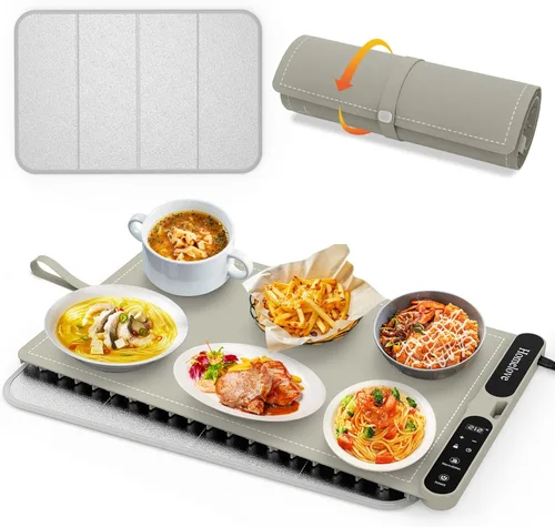 Miniatura 17 de Homelove Tapete de calentamiento para alimentos – Bandeja de calentamiento eléctrica rápida de superficie completa con 7 ajustes de temperatura