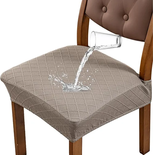 Miniatura 13 de Genina Fundas de asiento impermeables para sillas de comedor, fundas para sillas de comedor, fundas para sillas de cocina (caqui, 6 piezas)