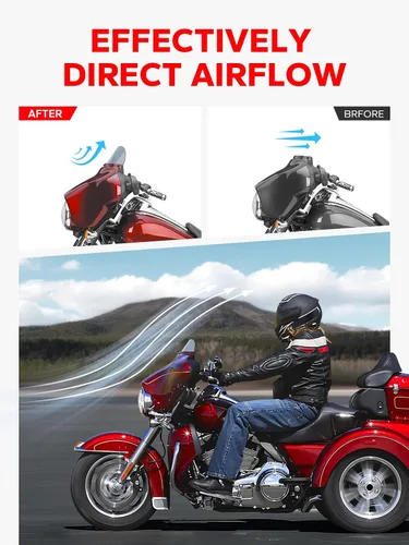 Miniatura 5 de Amazicha Deflector de viento de 7 pulgadas para parabrisas de murciélago con tinte de humo 96-13 compatible con Harley Davidson Touring Electra