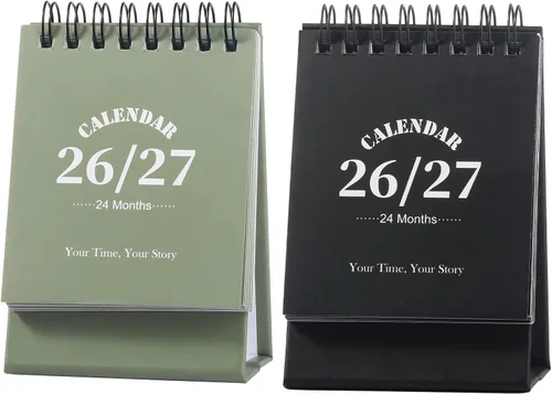 Miniatura 11 de Calendario de escritorio 2026-2027, calendario de 2 años desde enero de 2026 hasta diciembre de 2027, planificador mensual de mesa con calcomanías