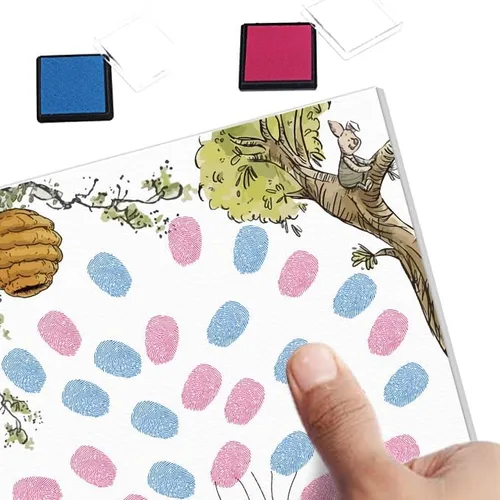 Miniatura 3 de Azbuk Árbol de Huellas Dactilares de Revelación de Género para Baby Shower, Juego de Revelación de Género de Baby Shower de Osito, Libro