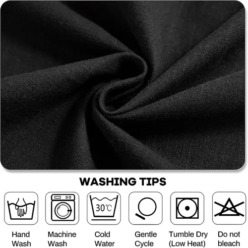 Miniatura 5 de AmHoo - Mantel de lino con borlas y bordado rectangular decorativo para mesa natural para cocina, comedor, buffet de boda, 55 x 55 pulgadas, negro