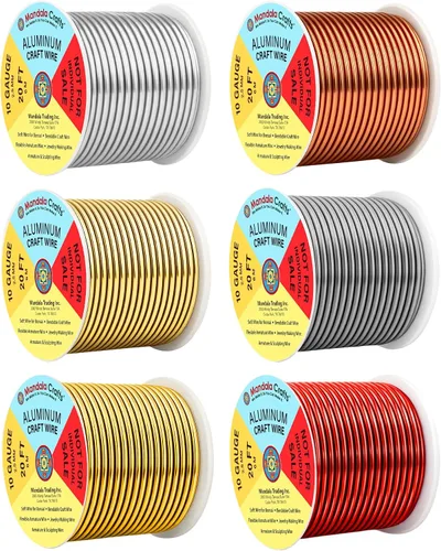 Miniatura 309 de Mandala Crafts - Alambre de aluminio anodizado de 8 calibre para hacer joyas - 9.75 m de alambre flexible negro colorido - Flexible para bonsái