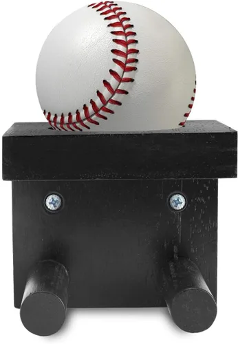Miniatura 5 de TOBWOLF Soporte de pared para bate de béisbol 2 en 1, sostiene al bate y la pelota juntos, soporte vertical de pared combinado de madera maciza