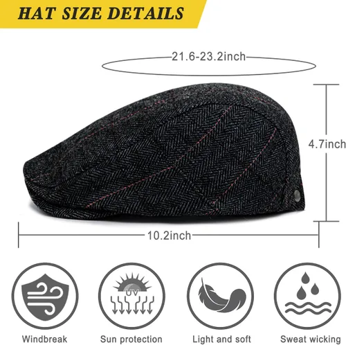 Miniatura 6 de Xinveen Sombreros de Repartidor para Hombres de Invierno Planos Ivy Gatsby Gorra Irlandesa de Taxista Ivy de Conducir de Caza