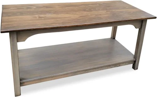 Miniatura 6 de Peaceful Classics Mesa auxiliar amish de madera rústica, muebles amish, estantes de 2 niveles, mesas de centro de granja hechas de madera real