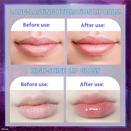 Miniatura 3 de Conjunto de maletín mini tren de belleza de Frozen de Disney incluye tubo de brillo labial, bálsamo labial, brillo labial compacto para niñas