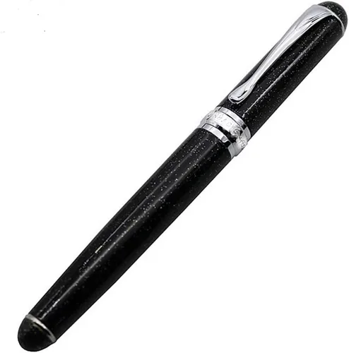 Miniatura 6 de Pluma estilográfica negra con purpurina, recargable de 5.5 in x 0.5 in para hombres y mujeres, diario, caligrafía, bolígrafos de escritura suave